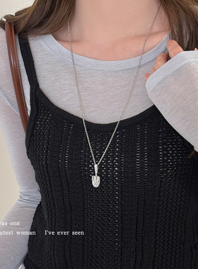 爆闪微镶仿钻小铲子吊坠项链配饰