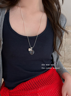 夏日多巴胺清新爱心吊坠项链女