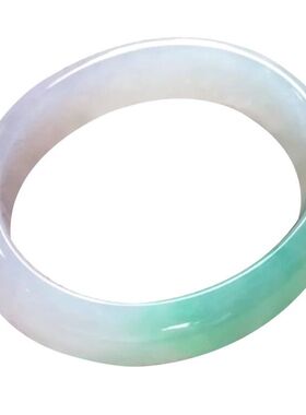 缅甸新款紫色翡翠手镯女款贵妃玉镯飘花高冰种紫罗兰手镯