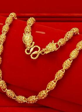 沙金饰品高级感镂空爱心龙头男士项链霸气时尚轻奢小众设计感首饰