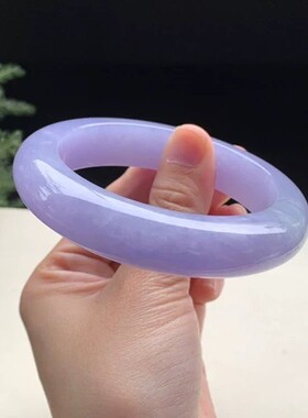 紫罗兰翡翠玉手镯缅甸冰糯种飘绿春彩正圈处理翡翠贵妃女款玉石镯