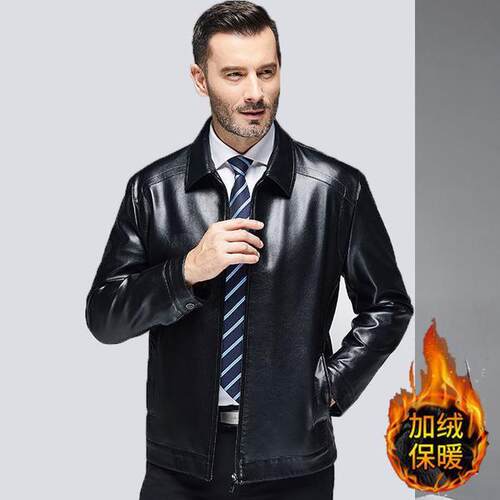 捡漏海宁真皮皮衣男士中年绵羊皮夹克爸爸装春秋外套薄款休闲立领 - 图2