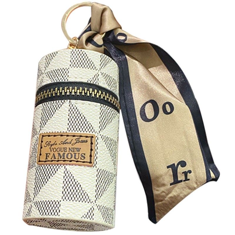 创意皮革老花水桶口红包钥匙扣女精致汽车钥匙挂件包包挂饰钥匙链,淘宝优惠券,粉丝福利购,淘宝优惠卷