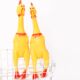 Screaming toy chicken pinches and screams in despair, chicken team building fun activities, blindfolded chicken squeals and hits people interactive game