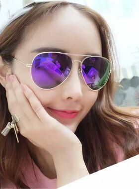 彩膜太阳镜女款圆脸墨镜女镜韩版时尚潮网红驾驶眼镜