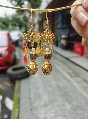 霜翎阁复古纯铜葫芦耳坠孤品