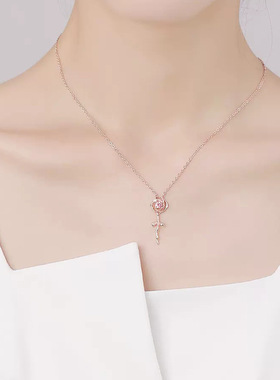 玫瑰花项链送女友吊坠