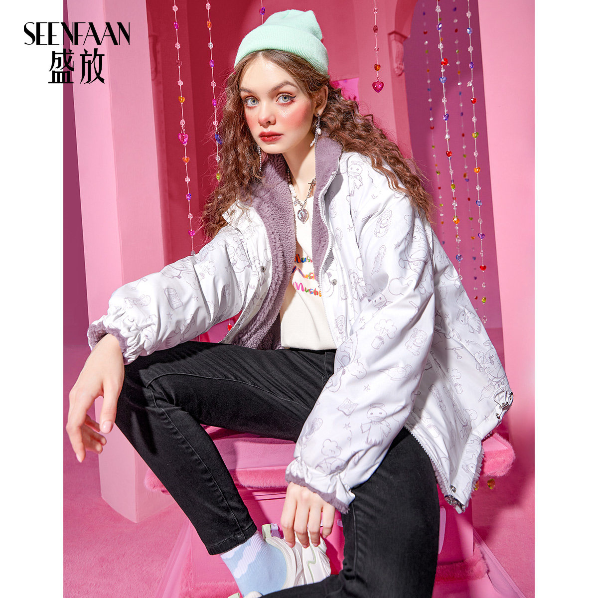 【哆啦a梦联名】盛放羊羔毛绒短外套 盛放短外套