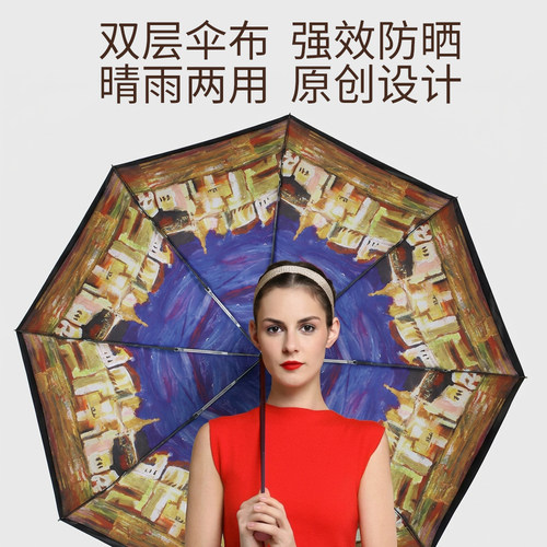 太阳伞女防紫外线伞超强防晒伞双层伞布隔热降温伞德国树邻晴雨伞 - 图0