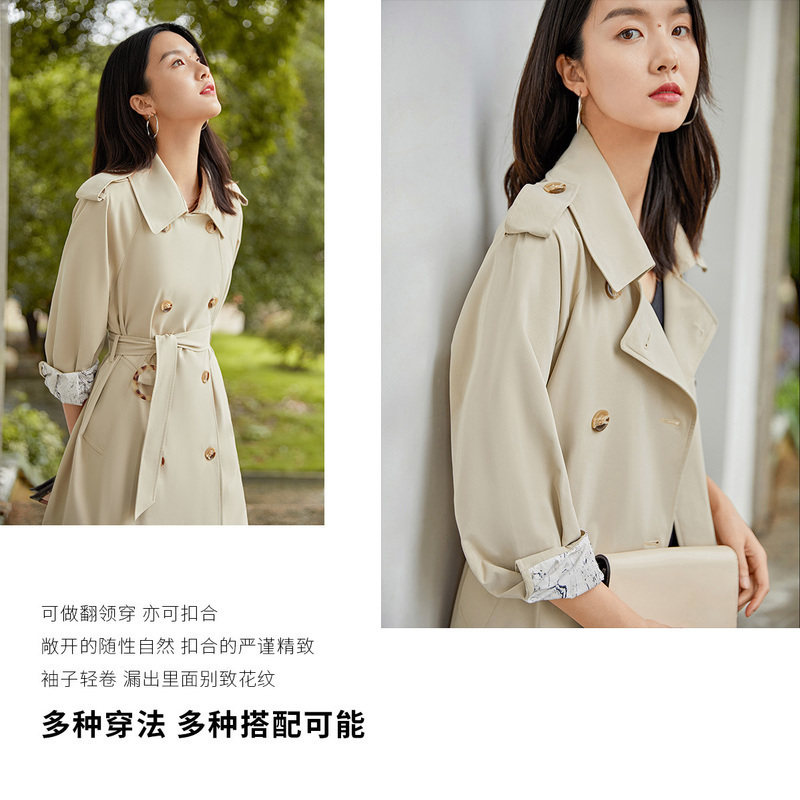 对白高端大气2020新款中长款风衣 对白风衣