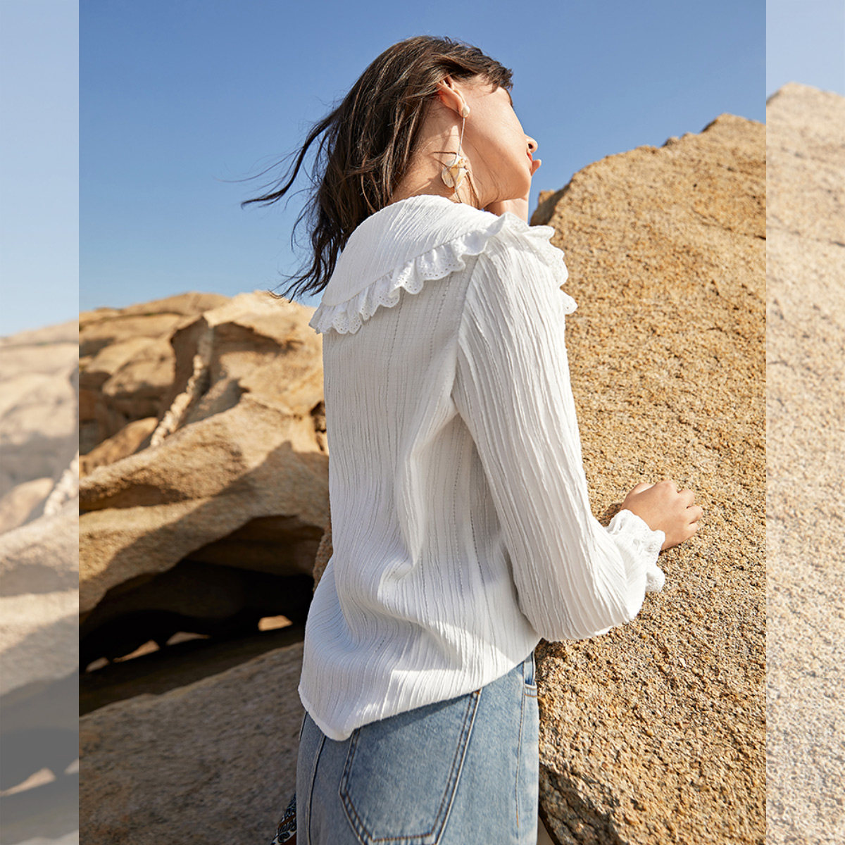 【敦煌系列】对白白色女长袖2020衬衣 对白衬衫