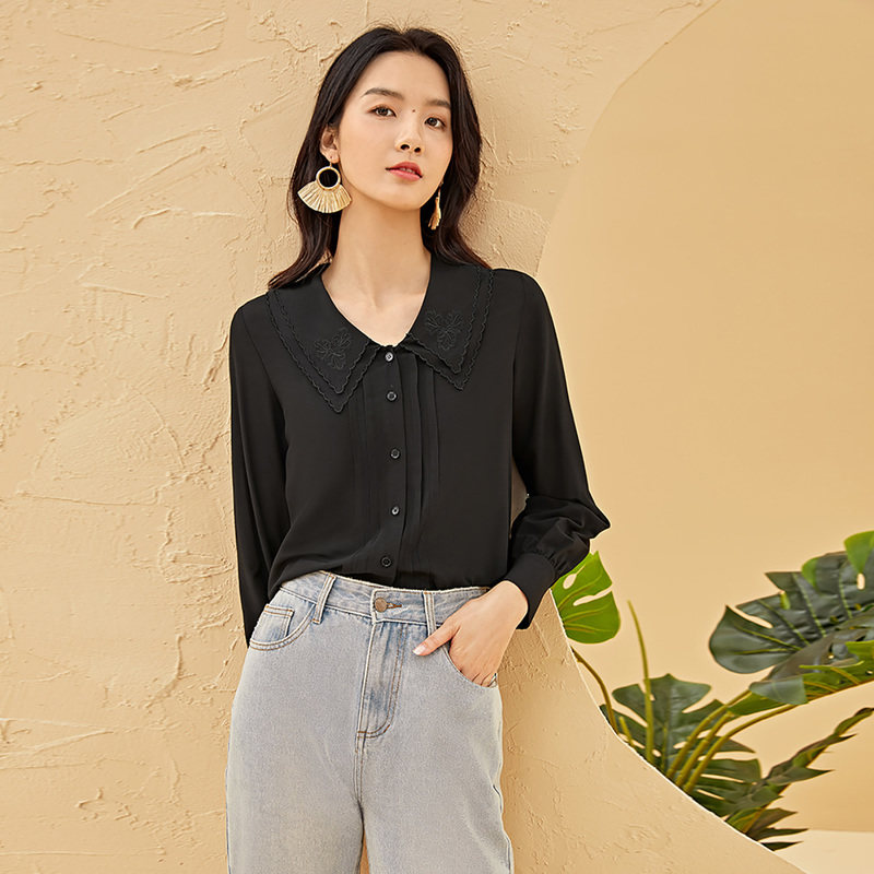 【敦煌系列】对白复古长袖女2020衬衫 对白衬衫