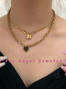 forangel不掉色锁镀金叠戴别针