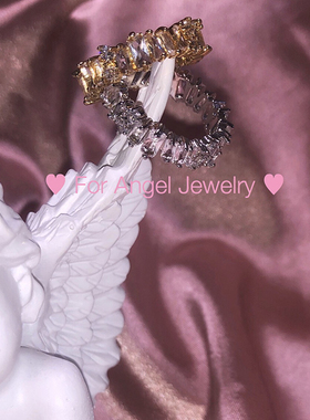 欧美风不规则长方形排钻超闪戒指