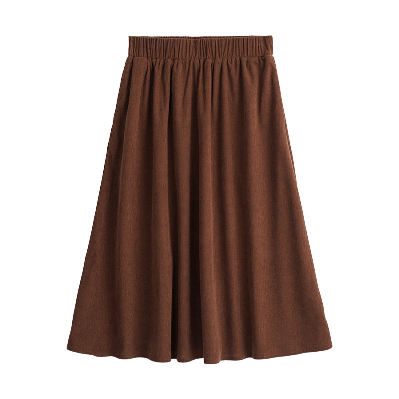 YUZI鱼子棕色半身裙子秋季大码女装微胖mm妹显瘦遮肉百搭中长裙,淘宝优惠券,粉丝福利购,淘宝优惠卷