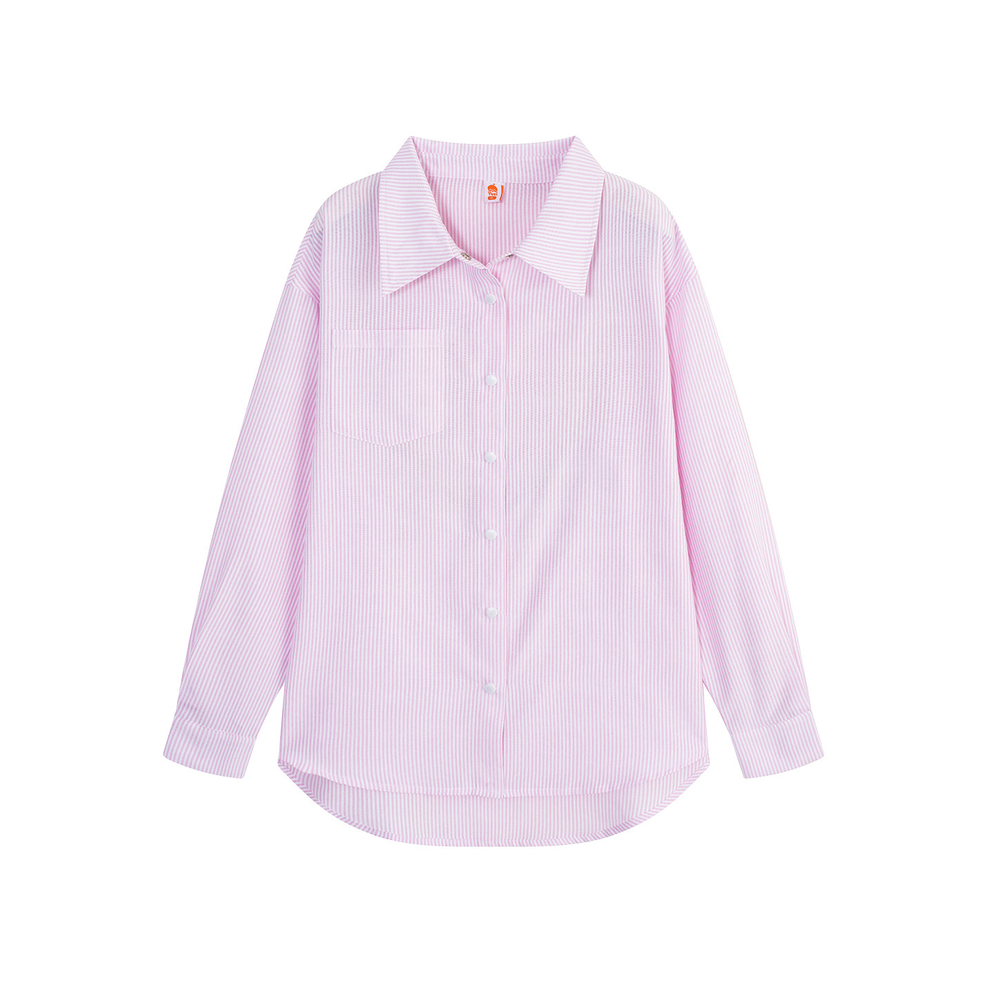 YUZI鱼子粉白条纹衬衫外套特大码女装胖mm秋冬宽松显瘦减龄上衣,淘宝优惠券,粉丝福利购,淘宝优惠卷