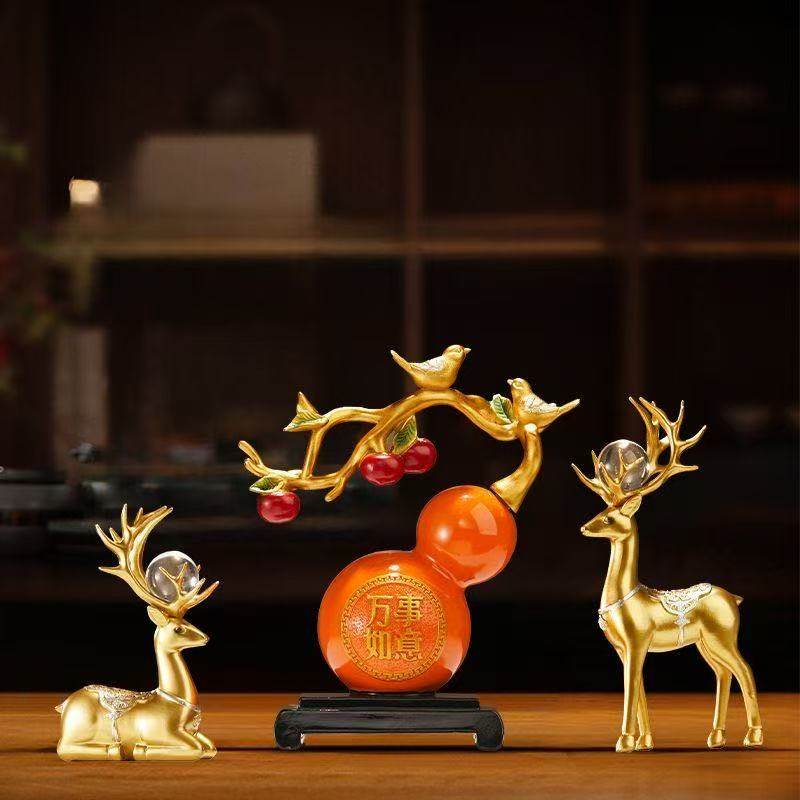 招财鹿葫芦摆件轻奢高档客厅玄关电视柜酒柜家居装饰乔迁新居礼品,淘宝优惠券,粉丝福利购,淘宝优惠卷