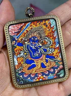 布本唐卡藏地手绘随身佩戴不动明