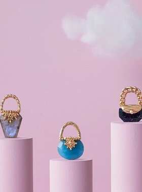 天然宝石纯银女包包项链星辰菱格