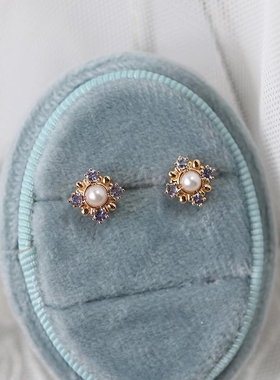 天然桑坦石淡水珍珠纯银戒指