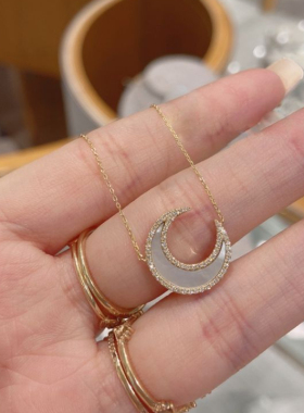 罗云熙项链暮光月亮纯银情侣母贝