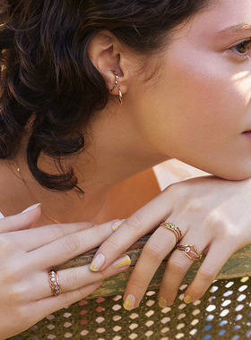 女纯银日系春芽绿叶戒指