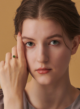 斑彩石纯银女蕨类叶子项链