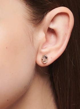 天然黑发晶戒指纯银日系女