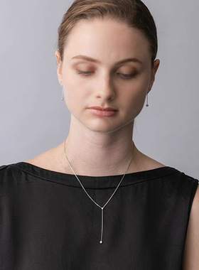 新月莫桑钻Y型链条气质项链