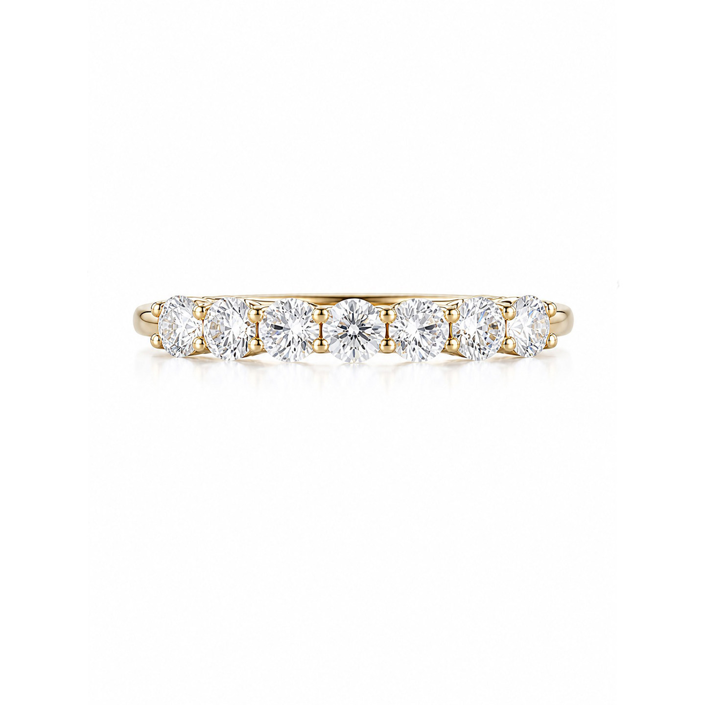Seven Princess Diamond Ring 18K Gold Cultivated Diamond Stacked Wear