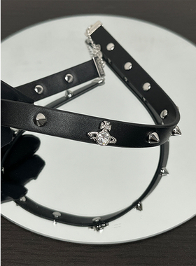 土星皮带铆钉choker朋克颈链项链