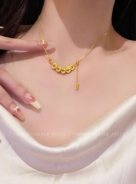 新中式五帝钱币钛钢项链女2025新款轻奢小众高级感颈链不掉色防水