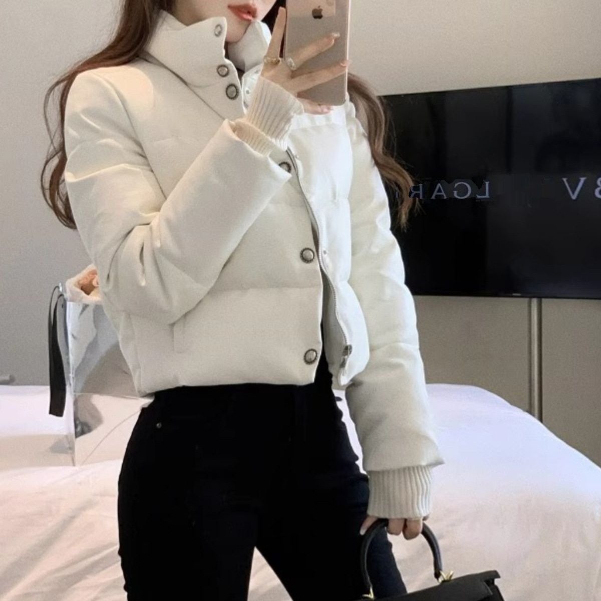 感白色短款棉服女小个子保暖面包服2026冬季时尚立领棉衣外套,淘宝优惠券,粉丝福利购,淘宝优惠卷