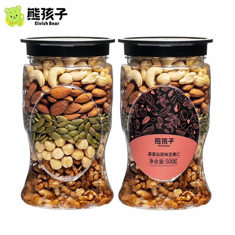 熊孩子高蛋白纯罐装500g混合坚果 熊孩子食品混合坚果