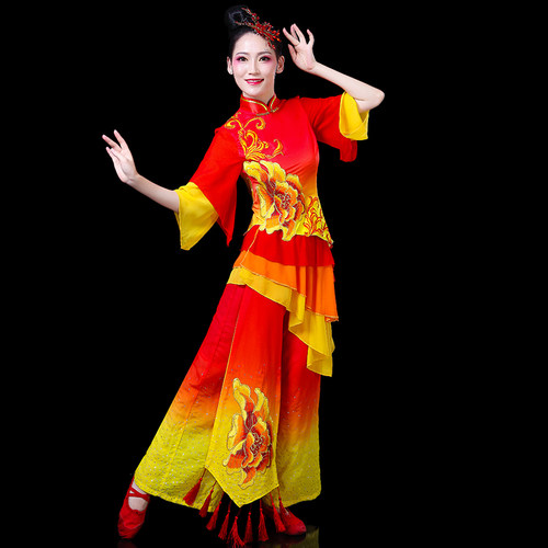 灯笼舞秧歌服新款成人扇子舞蹈服装民族广场舞套装古典舞演出服女 - 图0