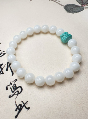 玉化冰透羊脂白绿松高瓷高蓝
