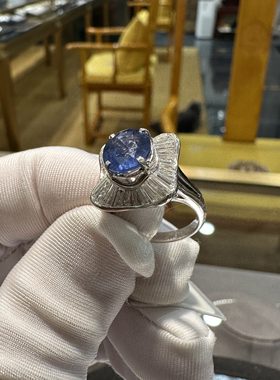 18k蓝宝石戒指矢车菊浓比皇家蓝