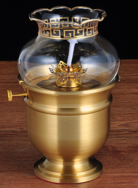 纯铜佛前家用财神工艺品酥油灯