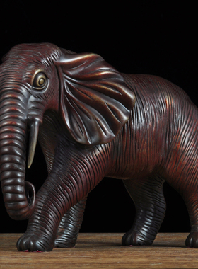 彩铜大象摆件一对风水象招财