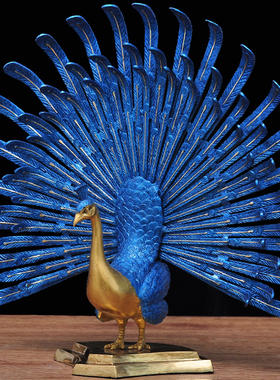 纯铜孔雀开屏书房乔迁新居礼品