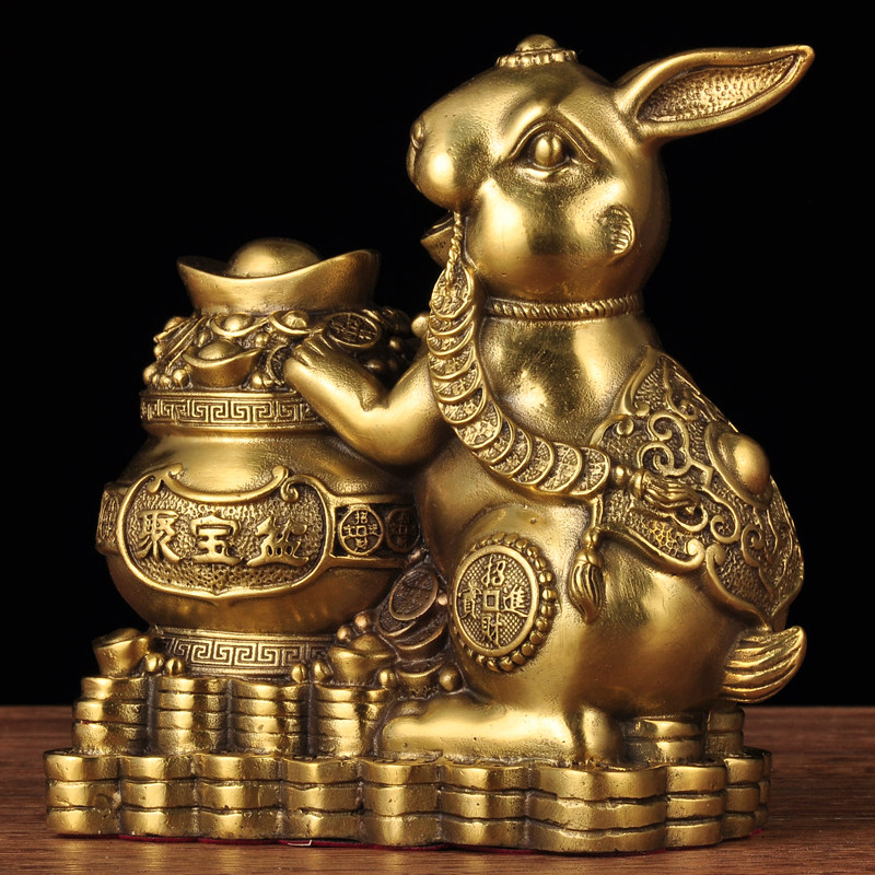 黄铜兔子摆件十二生肖兔招财聚宝盆工艺品家居客厅酒柜玄关装饰品,淘宝优惠券,粉丝福利购,淘宝优惠卷
