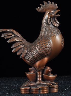 莲善堂紫铜福鸡大公鸡摆件