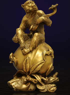 猴子吉祥物十二生肖黄铜工艺品