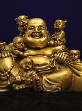 黄铜弥勒佛摆件笑佛像浴佛店铺