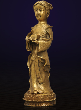 黄铜摆件善财童子佛堂工艺品