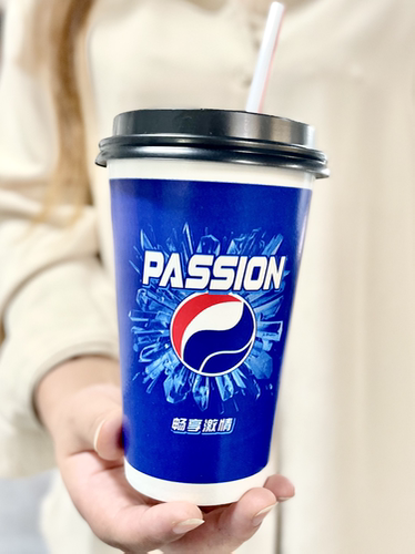 一次性百事可乐纸杯带盖加厚双淋膜1000只可乐杯子商用冷饮杯定制 - 图2