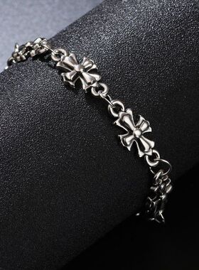 新款跨境新品哥特式十字架男士合金手链复古高品质街头暗黑风手链