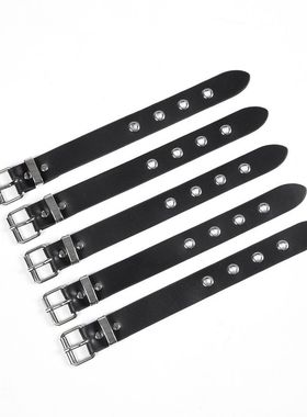 ins暗黑臂环复古朋克手环PU皮金属扣宽皮带扣手链可调节手镯男女