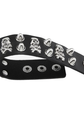 欧美时尚朋克哥特式皮质宽手链个性霸气骷髅铆钉街舞手环手镯