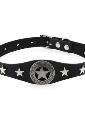 欧美朋克PU皮革项圈chocker摇滚暗黑十字五角星脚掌骨头装饰颈链